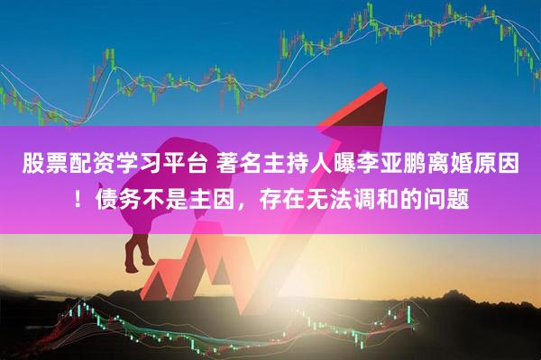 股票配资学习平台 著名主持人曝李亚鹏离婚原因！债务不是主因，存在无法调和的问题